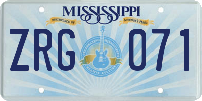 MS license plate ZRG071