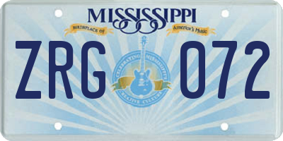 MS license plate ZRG072
