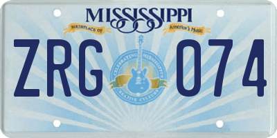 MS license plate ZRG074