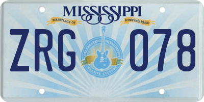 MS license plate ZRG078