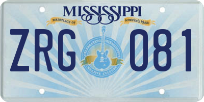 MS license plate ZRG081