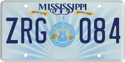 MS license plate ZRG084