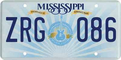 MS license plate ZRG086