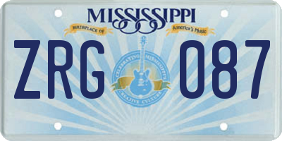 MS license plate ZRG087