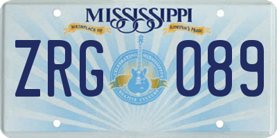 MS license plate ZRG089