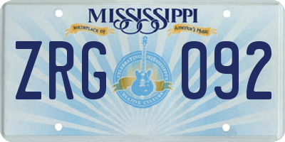 MS license plate ZRG092
