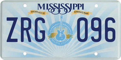MS license plate ZRG096