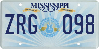 MS license plate ZRG098