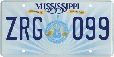 MS license plate ZRG099