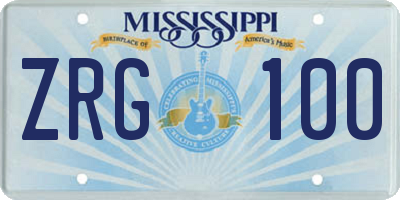 MS license plate ZRG100