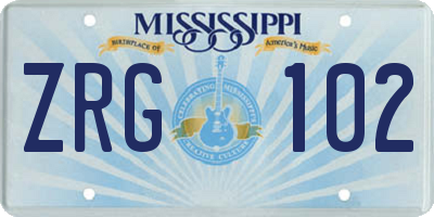 MS license plate ZRG102