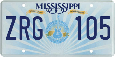 MS license plate ZRG105