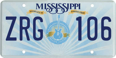 MS license plate ZRG106