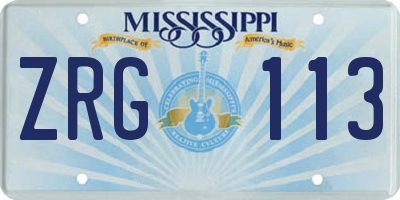 MS license plate ZRG113