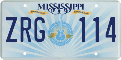 MS license plate ZRG114