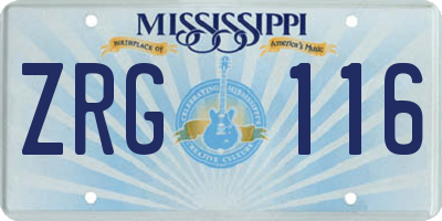 MS license plate ZRG116
