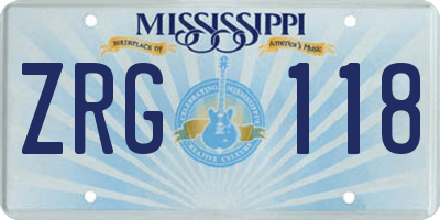 MS license plate ZRG118