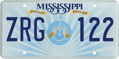 MS license plate ZRG122