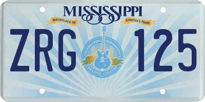 MS license plate ZRG125