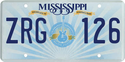 MS license plate ZRG126