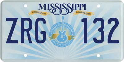 MS license plate ZRG132