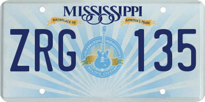 MS license plate ZRG135