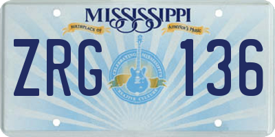 MS license plate ZRG136