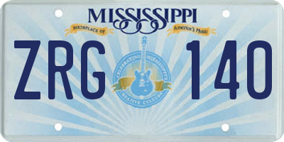 MS license plate ZRG140