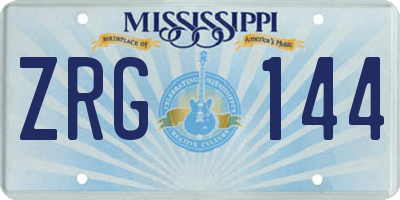 MS license plate ZRG144