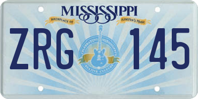 MS license plate ZRG145