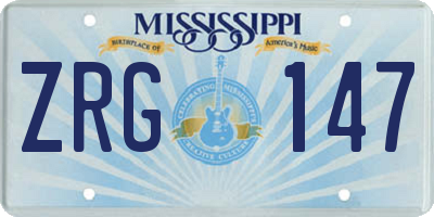 MS license plate ZRG147