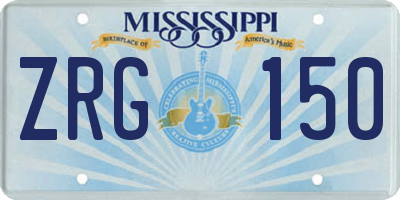 MS license plate ZRG150