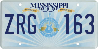 MS license plate ZRG163