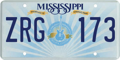 MS license plate ZRG173
