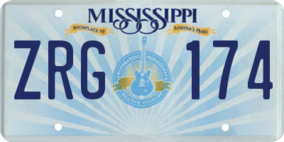 MS license plate ZRG174