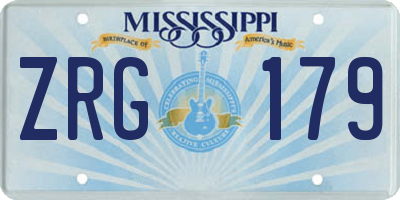 MS license plate ZRG179