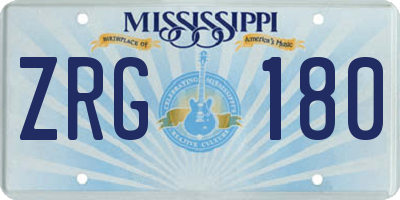 MS license plate ZRG180