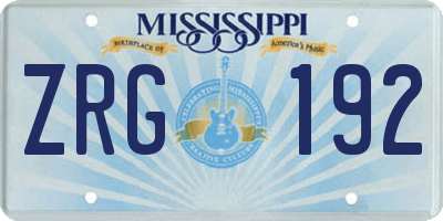 MS license plate ZRG192