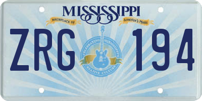 MS license plate ZRG194