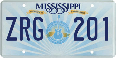 MS license plate ZRG201