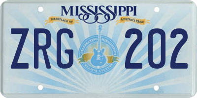 MS license plate ZRG202
