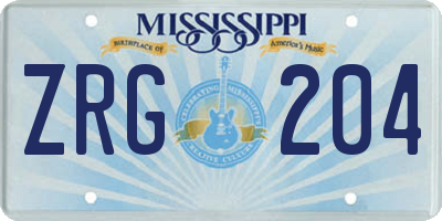 MS license plate ZRG204