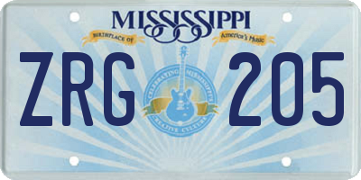 MS license plate ZRG205