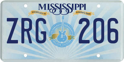 MS license plate ZRG206
