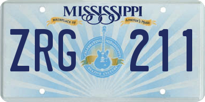 MS license plate ZRG211