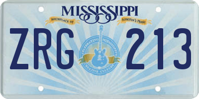 MS license plate ZRG213