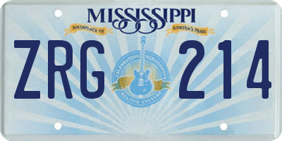 MS license plate ZRG214
