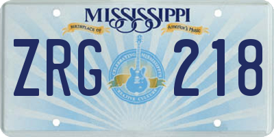 MS license plate ZRG218