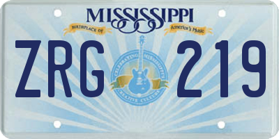 MS license plate ZRG219