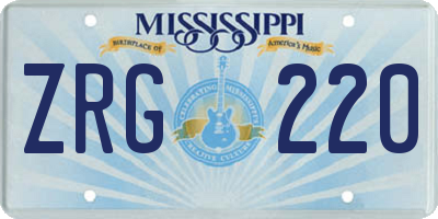 MS license plate ZRG220